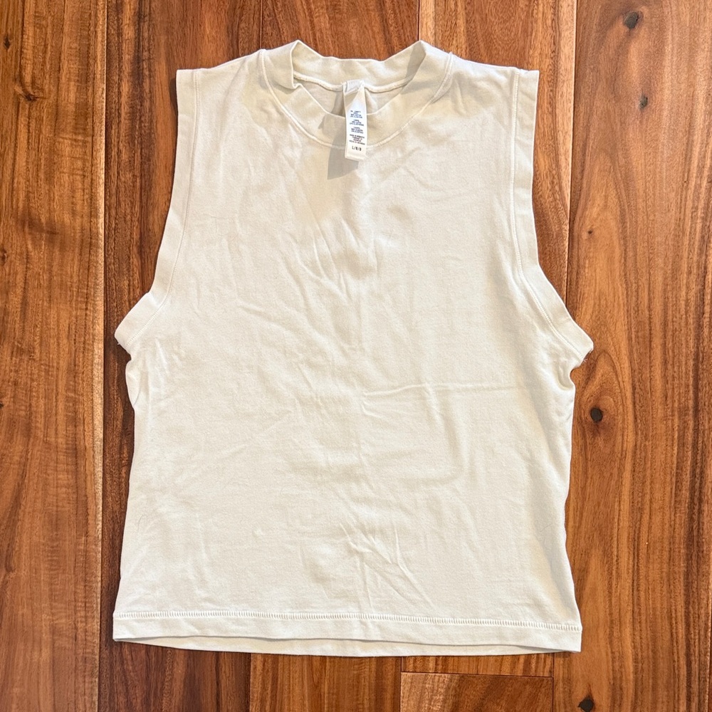 SKIMS Sleeveless White Muscle Tee, Bone, Size L